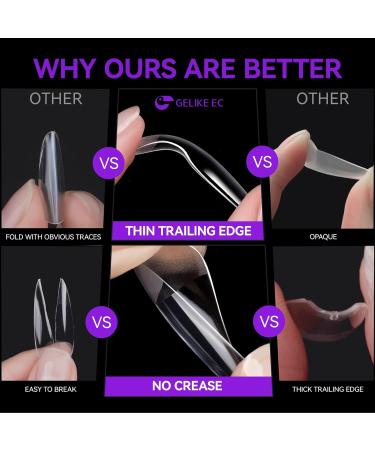 240PCS Gelike Short Almond Nail Tips - Full Cover Gel X Pre-Etched False Nails for Extensions - Buy Online on SooperMarket.com