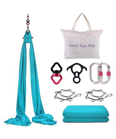 WWahuayuan 10M Premium Aerial Silks Equipment Yoga Pilates Swing Aerial Yoga Antigravity Hammock Trapeze for Acrobatic Dance,Air Yoga, Aerial Yoga Hammock Blue