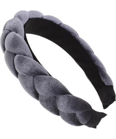 Braid Headband Hair Bands for Braids Elastic Braided Headbands for Women Knotted Headband for Women Black Headbands for Women Plush Velvet Wig Fabric gray - Buy Online on SooperMarket.com