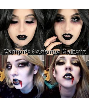 Go Ho Halloween Vampire Fangs & Black Lipstick Kit - 4 Sizes Cosplay Props | Perfect Accessories for Halloween Party Decorations - Buy Online on SooperMarket.com