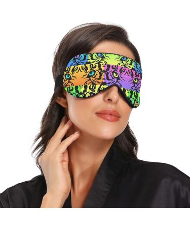 Haskirky Light Blocking Eye Mask for Men and Women - Breathable, Adjustable, Suitable for Travel, Yoga, Meditation - Comfortable Office deep Sleep Mask - Neon Tiger Eyes - Buy Online on SooperMarket.com