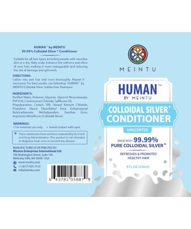 99.99% Pure Colloidal Silver Conditioner - Unscented Hair Care for Dry & Damaged Hair - Enhances Softness & Shine - 8 Oz - Buy Online on SooperMarket.com