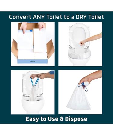 Lunderg Toilet Bowl Liners with Super Absorbent Pads - 20 Count Value Pack - Universal Fit Disposable Bags for Home, Boat, Camping Toilets - Easy Conversion to Dry Toilet - Pack of 1 - Buy Online on SooperMarket.com