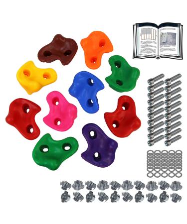 Alpidex children climbing handles colored 5/10/15/20/30 pieces via ferrata including fastening material resilient up to 200 kg indoor and outdoor - 10 pieces mixed colors 10 pieces