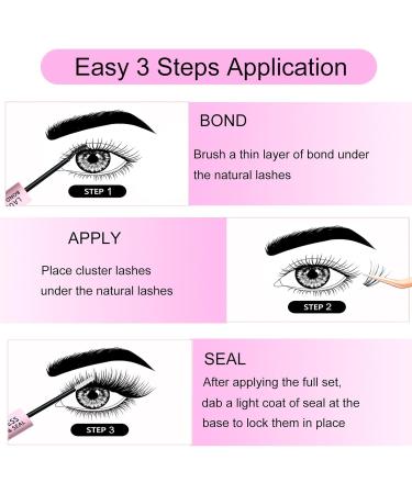 Cluster Lashes Kit Bond and Seal Lash Glue Black Eyelash Glue Cluster Lashes Glue Bond and Seal Individual Lashes at Home Lash Extension Kit Individual Lash Glue Waterproof Lash Bond and Seal 5ml+5ml Bond and Seal (Black+Clear) Tool - Buy Online on SooperMarket.com