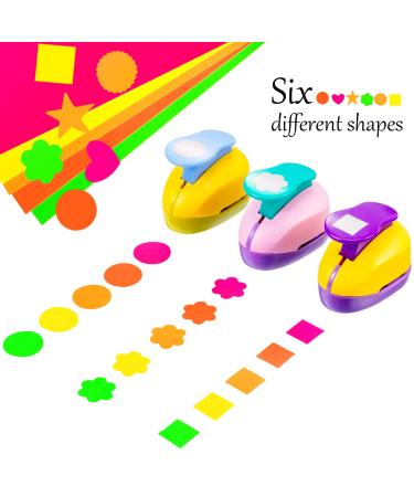 Craft Holes Punch 1 Inch Paper Punchers Scrapbook Punches with Craft Sticker Paper  Round  Star  Square  Heart  Flower  Wave Circle Shape (16 Pieces) - Buy Online on SooperMarket.com