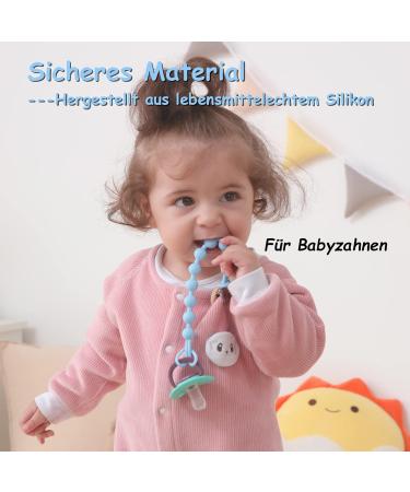 Silicone Pacifier Chain - 2-Pack Clip for Boys & Girls | Durable Flexible & Keeps Pacifiers Clean - Soft Blue Design - Buy Online on SooperMarket.com