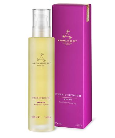 Aromatherapy Associates Inner Strength Body Oil 100ml - Enriched with Jojoba and Peach Kernel Oils Soothing Clary Sage Purest Geranium Benefits Anxiety