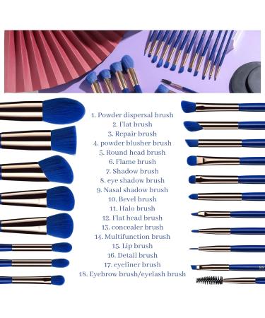 BS-MALL 18 Pcs Makeup Brushes Set with Case - Premium Synthetic Brushes for Foundation, Powder, Concealers, Eye Shadows - Dark Blue - Buy Online on SooperMarket.com