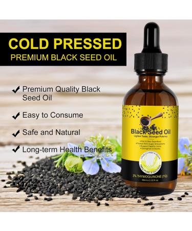Organic Black Seed Oil - 100% Pure Natural & Cold Pressed Liquid Black Cumin Seed Oilwith Omega 3 6 9 Antioxidant and Thymoquinone for Hair Growth - Buy Online on SooperMarket.com