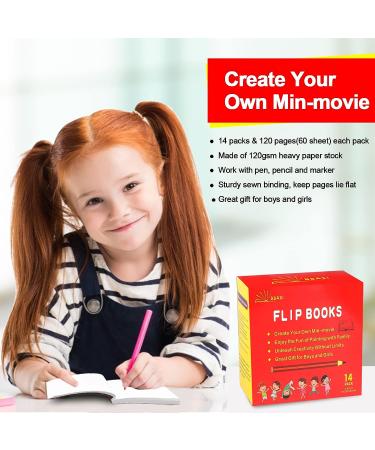 14 Pack Blank Flipbooks - 840 Sheets (1680 Pages) for Animation & Sketching | 120GSM No Bleed Drawing Paper - Sewn Binding | 4.5 x 2.5 - Buy Online on SooperMarket.com