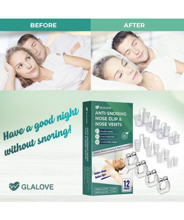 Glalove Anti Snoring Devices - 4 Pack Silicone Magnetic Nose Clips & 8 Pack Nasal Dilators - Stop Snoring Solution - Professional & Comfortable - 12 PCS - Buy Online on SooperMarket.com