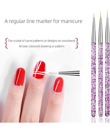 Hanyousheng 3 Pcs Nail Art Brushes Set - Fine Detail Paint Brush Pen for DIY & Professional Nail Art Design - Purple - Buy Online on SooperMarket.com