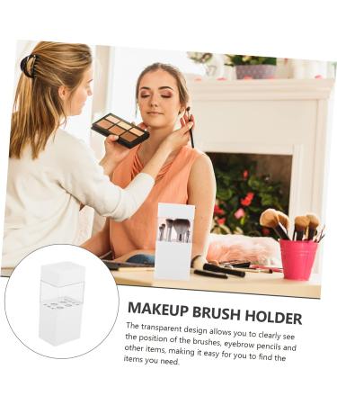 Angoily Clear Makeup Brush Holder - Travel Cosmetic Organizer with Lid for Desk & Dressing Table - Buy Online on SooperMarket.com