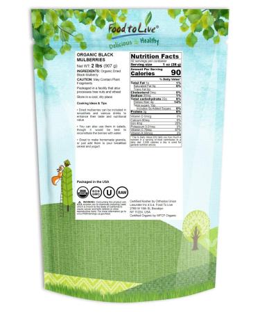 Organic Dried Black Mulberries 2 Pounds | Non-GMO Raw Fruit | Unsulfured & Unsweetened | Vegan & Kosher | Great for Snacking, Desserts & Granola | No Sugar Added | Morus nigra - Buy Online on SooperMarket.com
