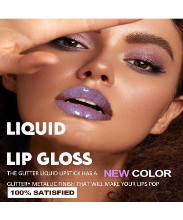 Shimmer Purple Lip Gloss | Long-Lasting Liquid Lipstick | 3D Diamond Glitter | Waterproof Nonstick Cup | High Pigmented Makeup for Women - Buy Online on SooperMarket.com