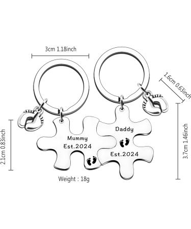 JMIMO New Parents Gifts - Mummy to Be & Daddy to Be Keyrings | Pregnancy Announcement Gift Set for First Time Parents - New Mum & Dad Est 2024 Keychain Set - Buy Online on SooperMarket.com