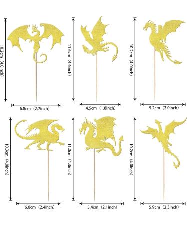 24-Piece Kite Tortendeco Glitter Fantasy Cake Topper Set | Flying Kite Theme Birthday & Baby Shower Decorations | Gold Pattern & Dragons - Buy Online on SooperMarket.com