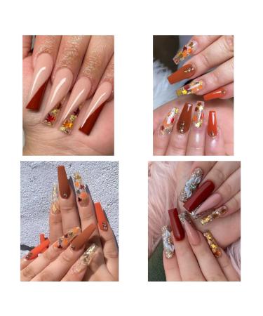 Maple Leaf Nail Glitter Sequins - 3D Holographic Fall Leaves Nail Art Flakes - 6 Colors Laser Autumn Decals for Acrylic Nails - DIY Crafts - Buy Online on SooperMarket.com