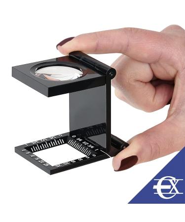 EUROXANTY 10X Magnifying Glass 28mm | Mini PVC Folding Magnifier with Tool Scale | Optical Glass Portable Magnifying Lens - Buy Online on SooperMarket.com