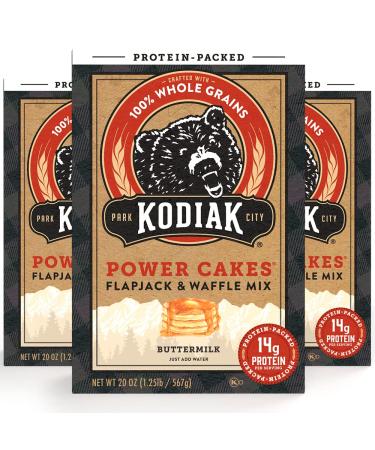 Kodiak Cakes Protein Pancake Power Cakes Flapjack and Waffle Mix Buttermilk 20 Ounce (Pack of 3)