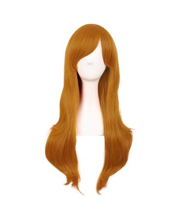 MapofBeauty 28 Inch/70cm Women Side Bangs Long Curly Hair Cosplay Wig (Golden Orange)