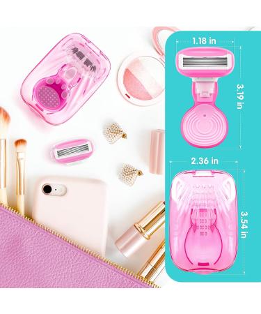 Travel Razors for Women - 5-Blade Mini Razor with Case & Cartridges | Portable Toiletries in Pink - Buy Online on SooperMarket.com