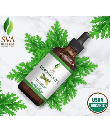 SVA Organics Citronella Essential Oil USDA Organic 4 Oz - Pure & Natural Therapeutic Grade Oil for Skin, Body, Diffuser & Candle Making - Buy Online on SooperMarket.com