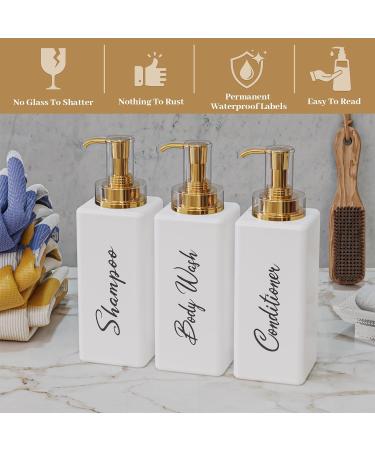 Akalin Refillable Shampoo and Conditioner Bottles 16oz White and Gold Soap Dispenser Bathroom Shampoo and Conditioner Dispenser for Bathroom Lotion Body Wash Massage Oils (White) 3pcs 500ml Gold Pump Bottles - White - Buy Online on SooperMarket.com