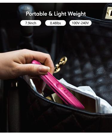 Terviiix Mini Flat Iron for Short Hair/Bangs - 0.5'' Portable Ceramic Straightener in Pink - Buy Online on SooperMarket.com