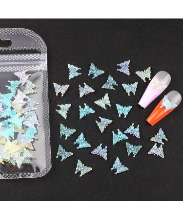 Dornail 50pcs 3D Butterfly Nail Charms for Acrylic Nails | Aurora Resin Butterfly Charms for Nail Art | Mixed Color Butterflies Rhinestones and Decorations - Buy Online on SooperMarket.com