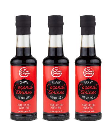 Organic Coconut Aminos - Teriyaki - 150ml - 3 Bottles Vegan Naturally Fermented no-Soy Low Salt Non-GM Gluten-Free 150 ml (Pack of 3)