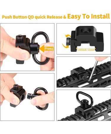 LONSEL 360 Rotation Picatinny Sling Swivel Mounts 2 Pack - Black | 1.25 Push Button QD | 2 Point & Traditional Sling Rail Mount - Buy Online on SooperMarket.com