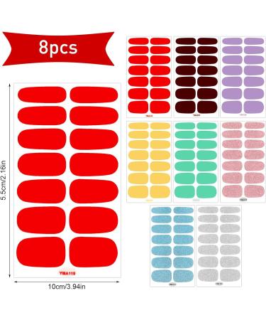 JSRQT Solid Glitter Color Full Wraps Nail Polish Stickers 8 Sheets Nail Art Polish Decals Tips Self-Adhesive Nail Polish with Nail Files Nail Strips Bright Pink Nail Wraps Nail Art Designs for Women - Buy Online on SooperMarket.com