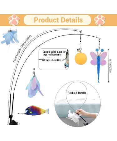 Jetczo Cat Feather Toys  Interactive Cat Toy with Super Suction Cup Detachable 6 PCS Feather Replacements with Bell  2 Wand Cat Spring Feather Toys for Indoor Cats Kitten Play Chase Exercise - Buy Online on SooperMarket.com