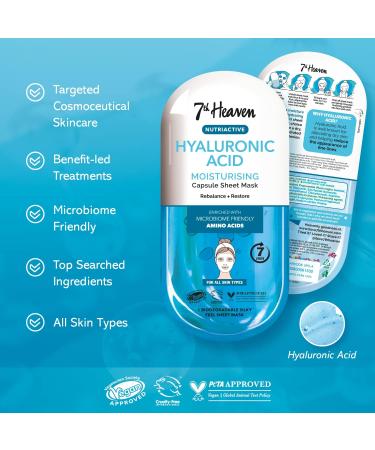 7th Heaven Nutriactive Skincare - 3 Face Sheet Masks - Hyaluronic Acid Vitamin C and Retinol - Buy Online on SooperMarket.com