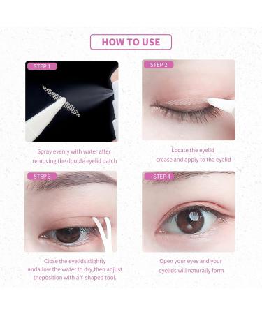 Invisible Water Activated Eyelid Lifter Strips for Hooded Eyes - Glue-free Double Eyelid Sticker with Spray and Tweezers - Buy Online on SooperMarket.com