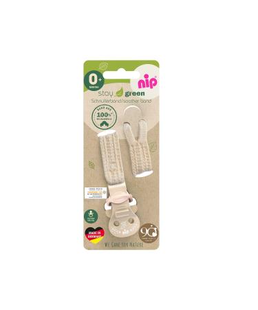 Nip Stay Green pacifier tape made of 100% organic cotton made in Germany for pacifier with ring gradually adjustable protects clothing color: brown brown single