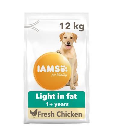 IAMS Low Fat Complete Dry Dog Food for Adult and Senior Dogs with Chicken 12 kg (Pack of 1)