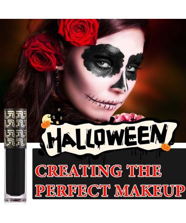 Matte Black Liquid Lipstick | Long Lasting Waterproof Face & Body Paint for Halloween & Cosplay - Goth Makeup Essential - Buy Online on SooperMarket.com