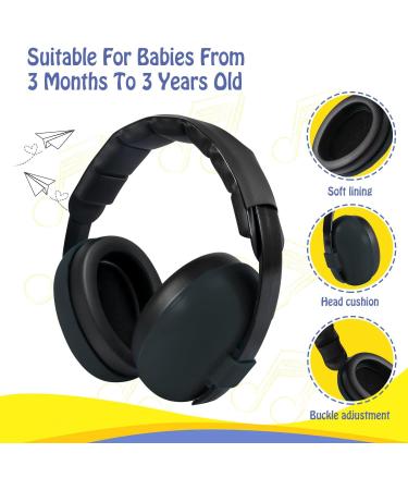 GUKOY Baby Ear Protection Headphones for Ages 0-3 | Noise Cancelling & Reduction Earmuffs for Infant Hearing | Black - Buy Online on SooperMarket.com