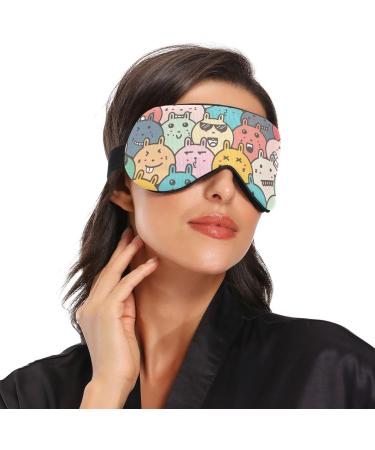 Haskirky Light Blocking Eye Mask for Deep Sleep | Adjustable & Breathable | Ideal for Travel, Yoga, Meditation | Cute Rabbit Doodle Design - Buy Online on SooperMarket.com