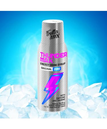 Fruttamax Thunder Max Light Energy Syrup - Sugar-Free Zero-Calorie Drink with Caffeine & Taurine | 500ml - Buy Online on SooperMarket.com
