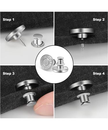 Adjustable Reusable Jean Buttons Set | Metal Pants Button Replacement - 12 Sets | No Sew, No Tools Required | Instantly Tighten Loose Jeans - Buy Online on SooperMarket.com