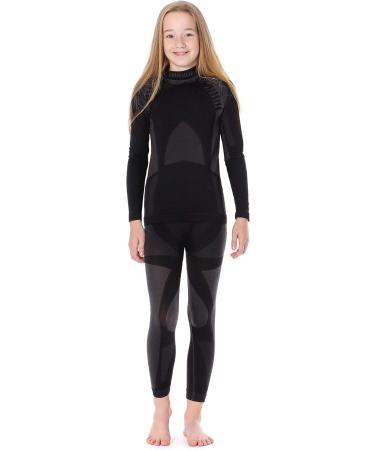 Ladeheid Children's Thermoactive Underwear Set - Long Sleeve Shirt & Long Underpants (146-152) - Black/Silver - Optimal Comfort for Kids - Buy Online on SooperMarket.com