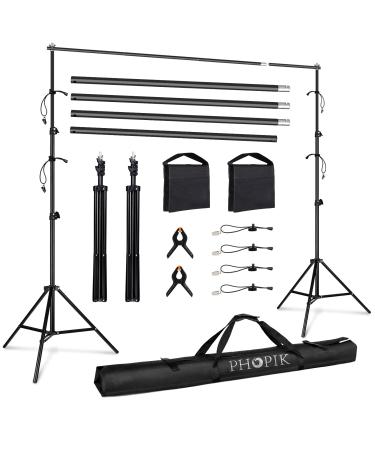 PHOPIK Photo Studio Backdrop Stand, 10ft Adjustable Photo Background Holder, Back Drop Banner Stand Support System Kit for Portrait & Studio Photography, Birthday Party