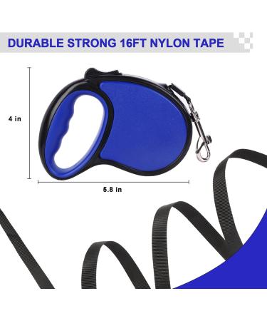 Beaface Retractable Dog Lead for Small Medium Dogs Up to 20KG Retractable Dog Leads 16ft/5M Extendable Dog Leads with Anti-Slip Handle Anti-Tangled Strong Nylon Tape (Blue) - Buy Online on SooperMarket.com