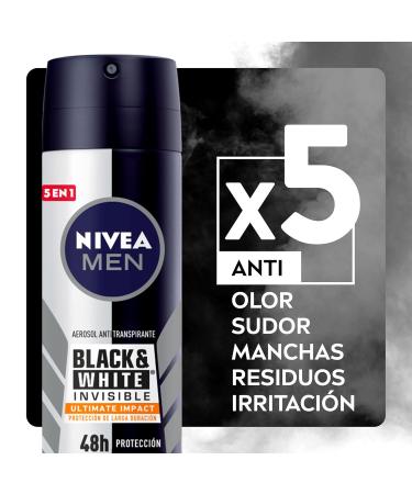 NIVEA MEN Desodorante Antimanchas Black & White Invisible 150ml - Protecci n Antitranspirante 48h Sin Olores Sin Manchas Sin Irritaci n - Env o Internacional - Buy Online on SooperMarket.com