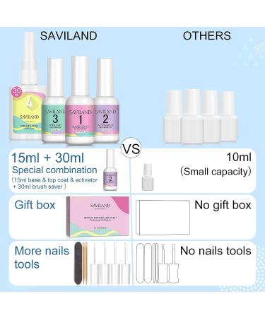 SAVILAND Dipping Powder Liquid Set - 30ml Brush Saver & 15ml Base/Top Coat Gel Activator - Dip Powder Nail Kit - No Curing Needed - Buy Online on SooperMarket.com