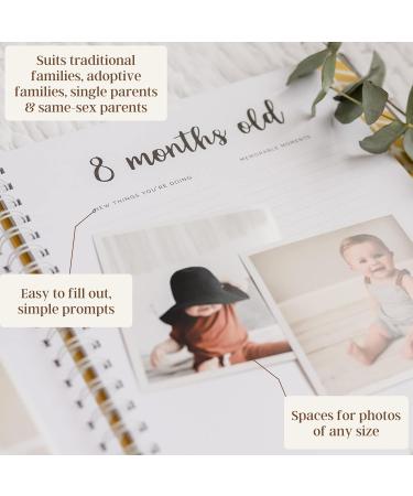 Peachly Minimalist Baby Memory Book - Baby First Year Keepsake for Milestones | Simple Grey Linen Scrapbook for Boy or Girl | 60 Pages - Buy Online on SooperMarket.com
